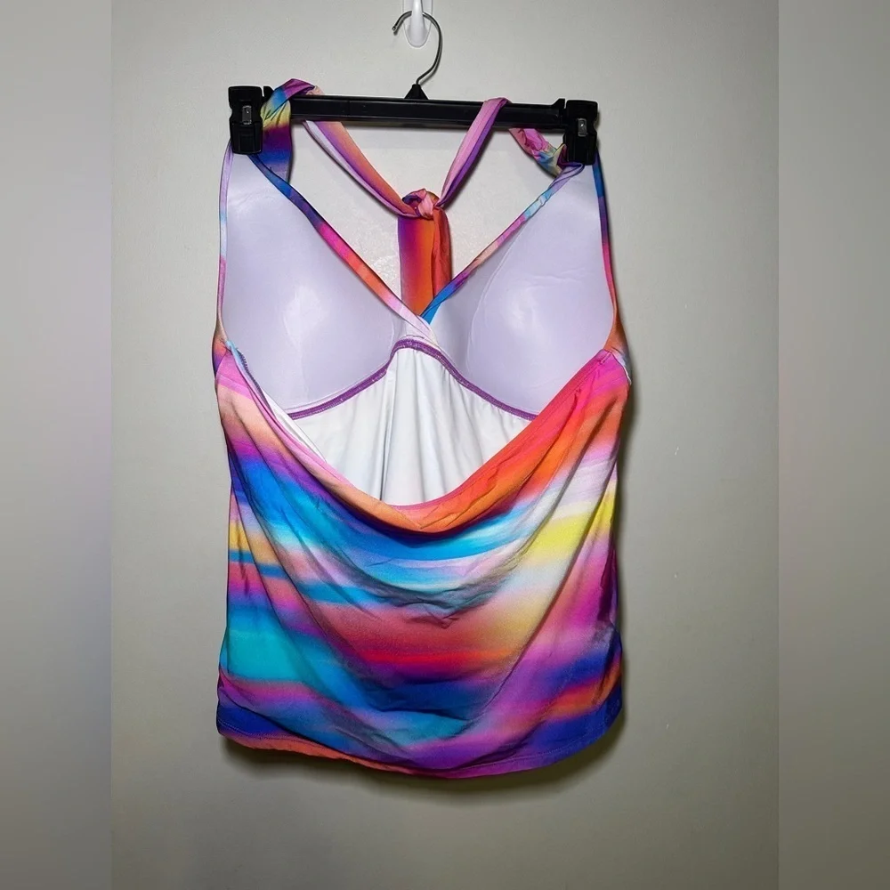 La Blanca Sunset Shores Halter Tankini Colorful Molded Cups TOP ONLY W18